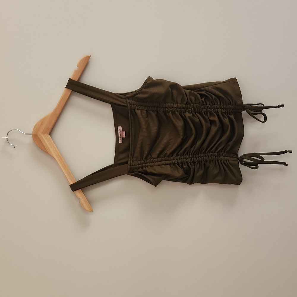 Olive Cinch Ribbed Top